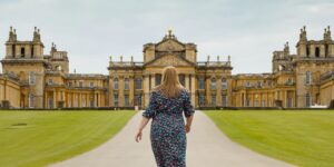 Hannah walking up path to Blenheim Palace