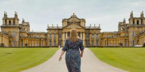 Hannah walking up path to Blenheim Palace