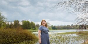 Hannah in front of lake