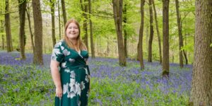 Hannah in bluebell woods.