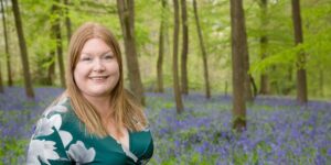 Hannah in bluebell woods.