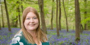 Hannah in bluebell woods.