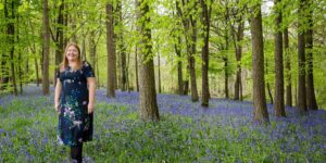 Hannah in bluebell woods.